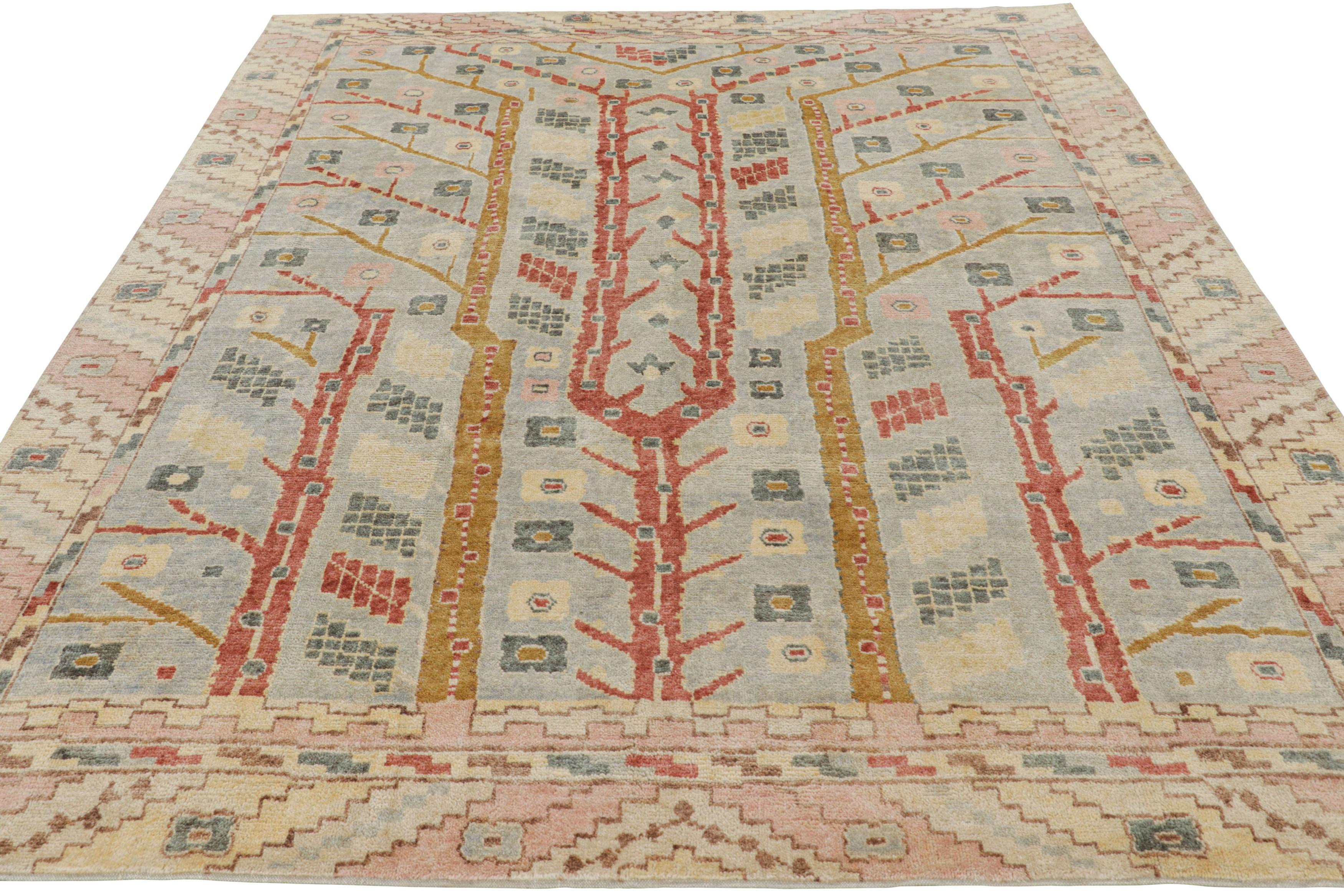 Noué à la main Rug & Kilim's Scandinavian Style Rug in Cream & Ice Blue with Geometric Patterns (tapis de style scandinave à motifs géométriques) en vente