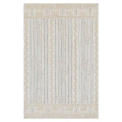 Rug & Kilim’s Scandinavian Style Rug in Cream, White & Blue Geometric Patterns