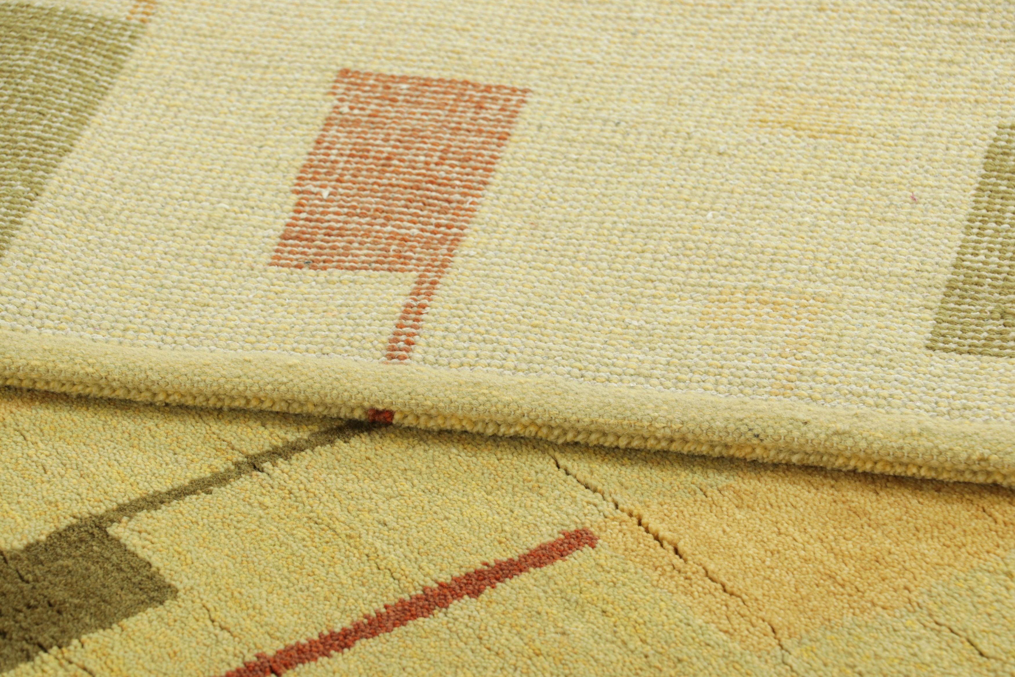 Contemporary Rug & Kilim’s Scandinavian Style Rug in Cream with Colorful Geometric Patterns For Sale