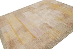 Rug & Kilim’s Scandinavian Style Rug in Gold and Beige-Brown Geometric Patterns