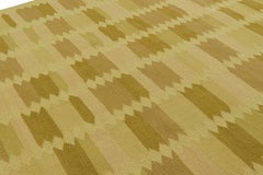 Rug & Kilim’s Scandinavian Style Rug in Gold and Chartreuse Geometric Patterns