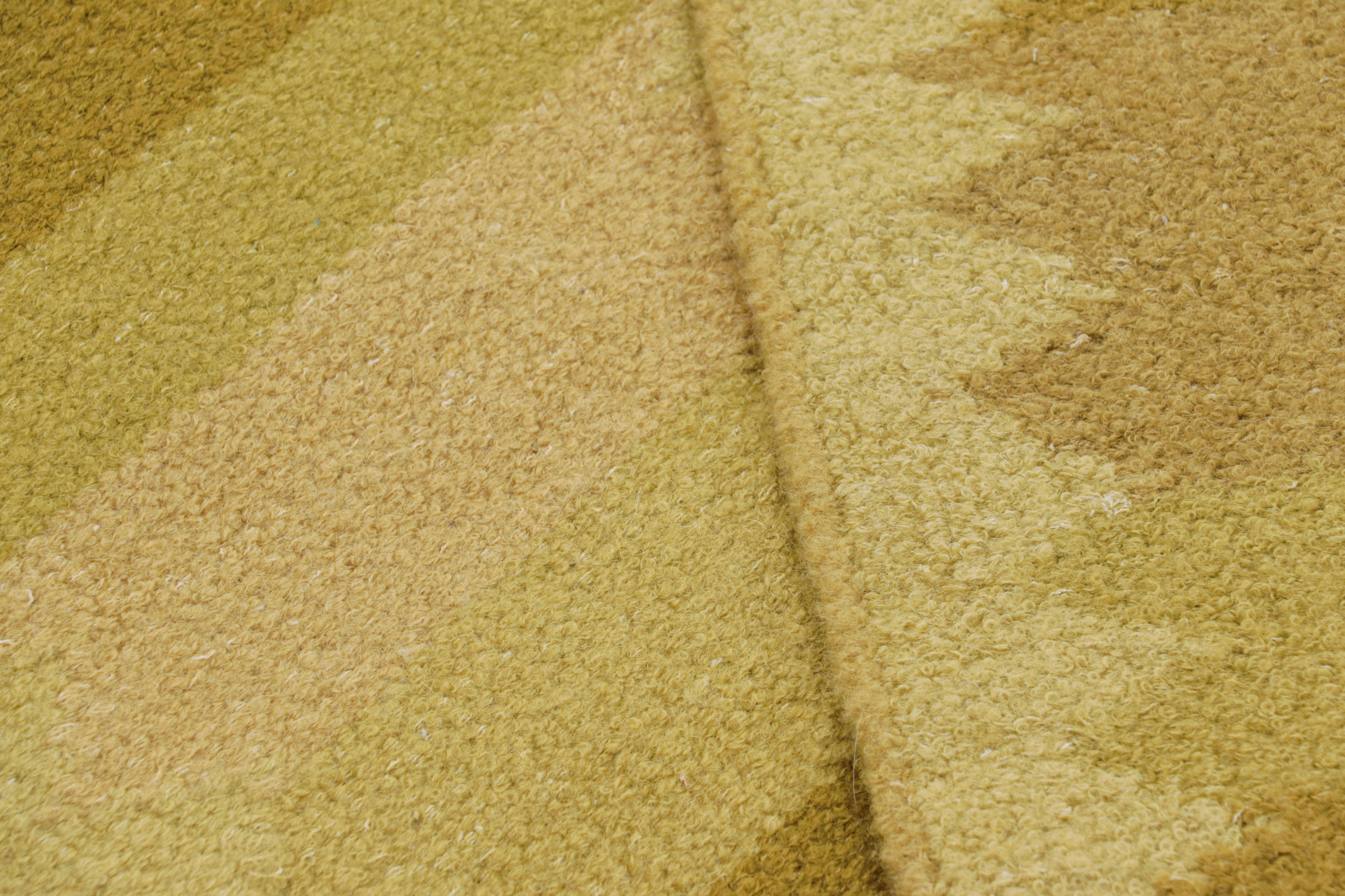 Contemporary Rug & Kilim’s Scandinavian Style Rug in Gold and Chartreuse Geometric Patterns For Sale