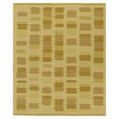 Rug & Kilim’s Scandinavian Style Rug in Gold and Chartreuse Geometric Patterns