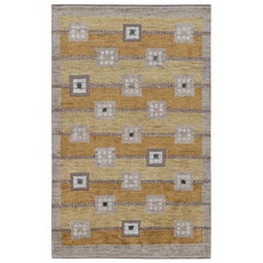 Rug & Kilim: Tappeto in stile scandinavo con motivi geometrici oro, marrone e grigio