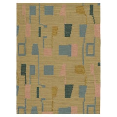 Rug 
Kilim
s Scandinavian Style Rug in Gold, with Blue 
Pink Geometric Pattern (tapis de style scandinave en or, avec des motifs géométriques bleus et roses)