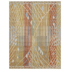 Rug & Kilim’s Scandinavian Style Rug in Gold with Geometric Patterns