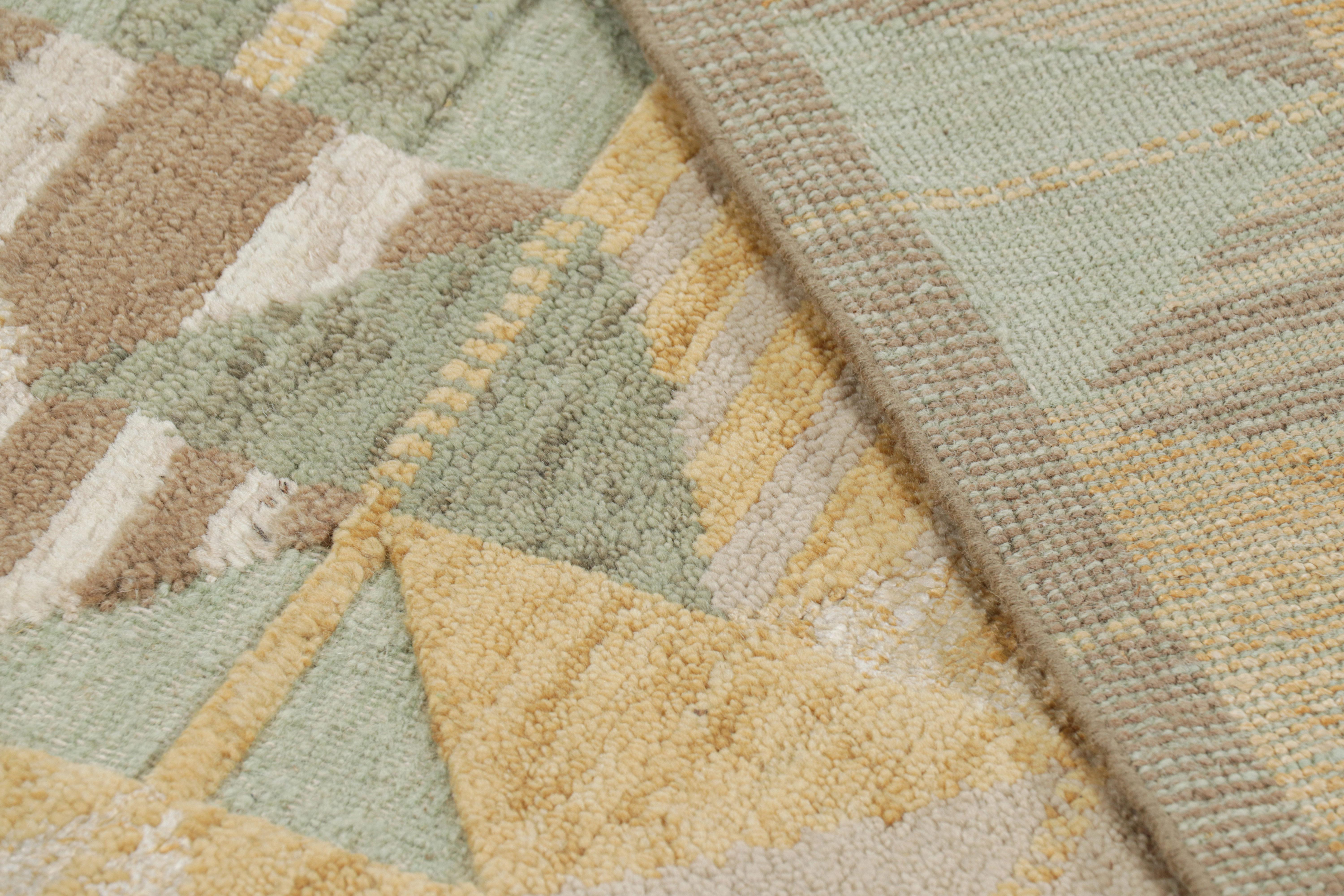 Contemporary Rug & Kilim’s Scandinavian Style Rug in Golden-Brown with Geometric Stripes For Sale