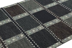 Rug & Kilim's Scandinavian Style Rug in Gray and Blue, with Geometric Patterns