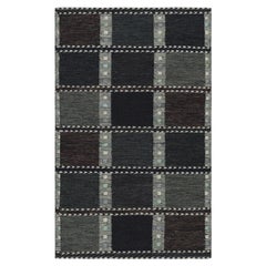 Rug & Kilim's Teppich im skandinavischen Stil in Grau und Blau mit geometrischen Mustern