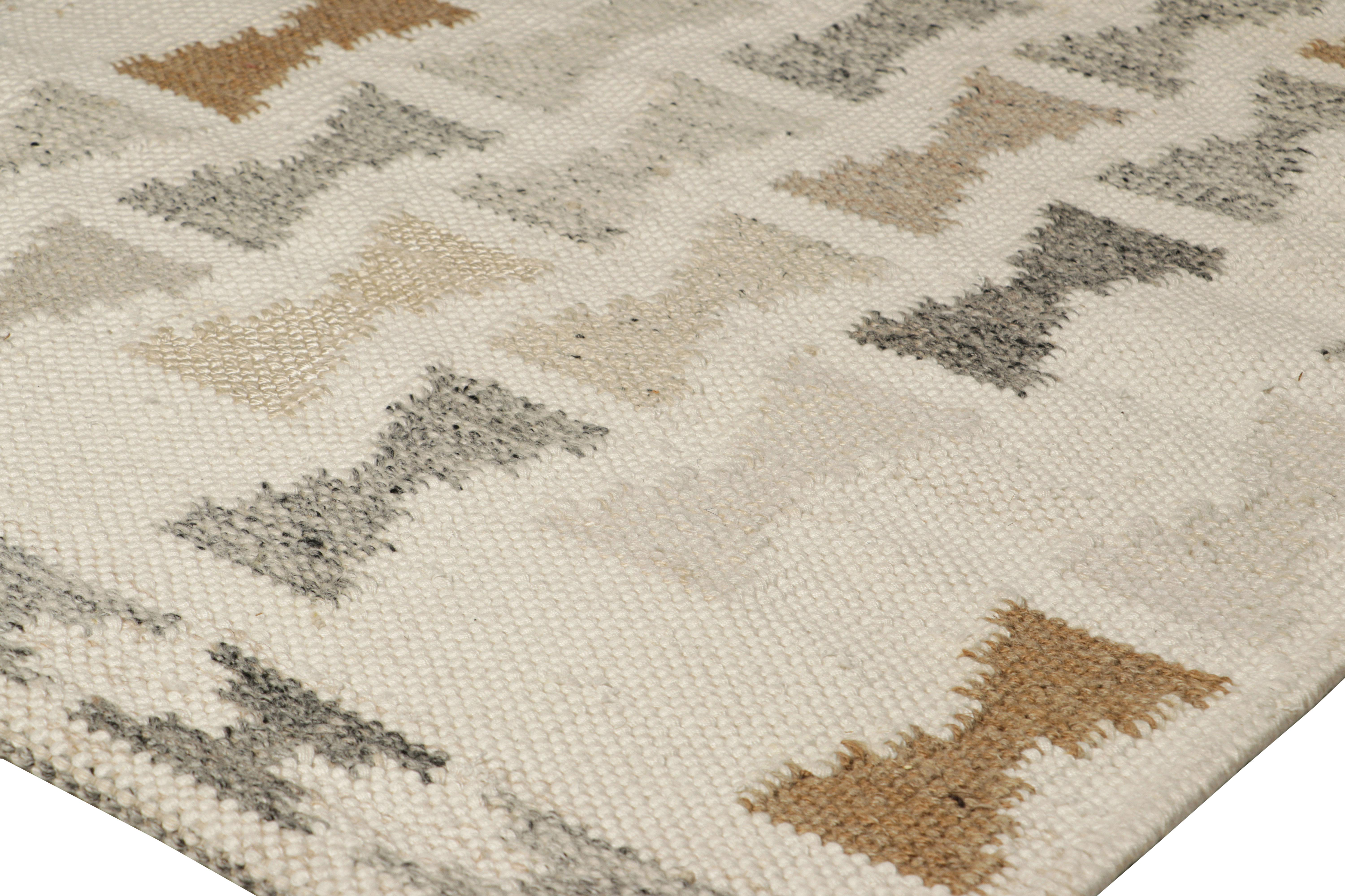 Moderno Rug & Kilim è un tappeto in stile scandinavo in grigio e blu, con motivi a clessidra in vendita
