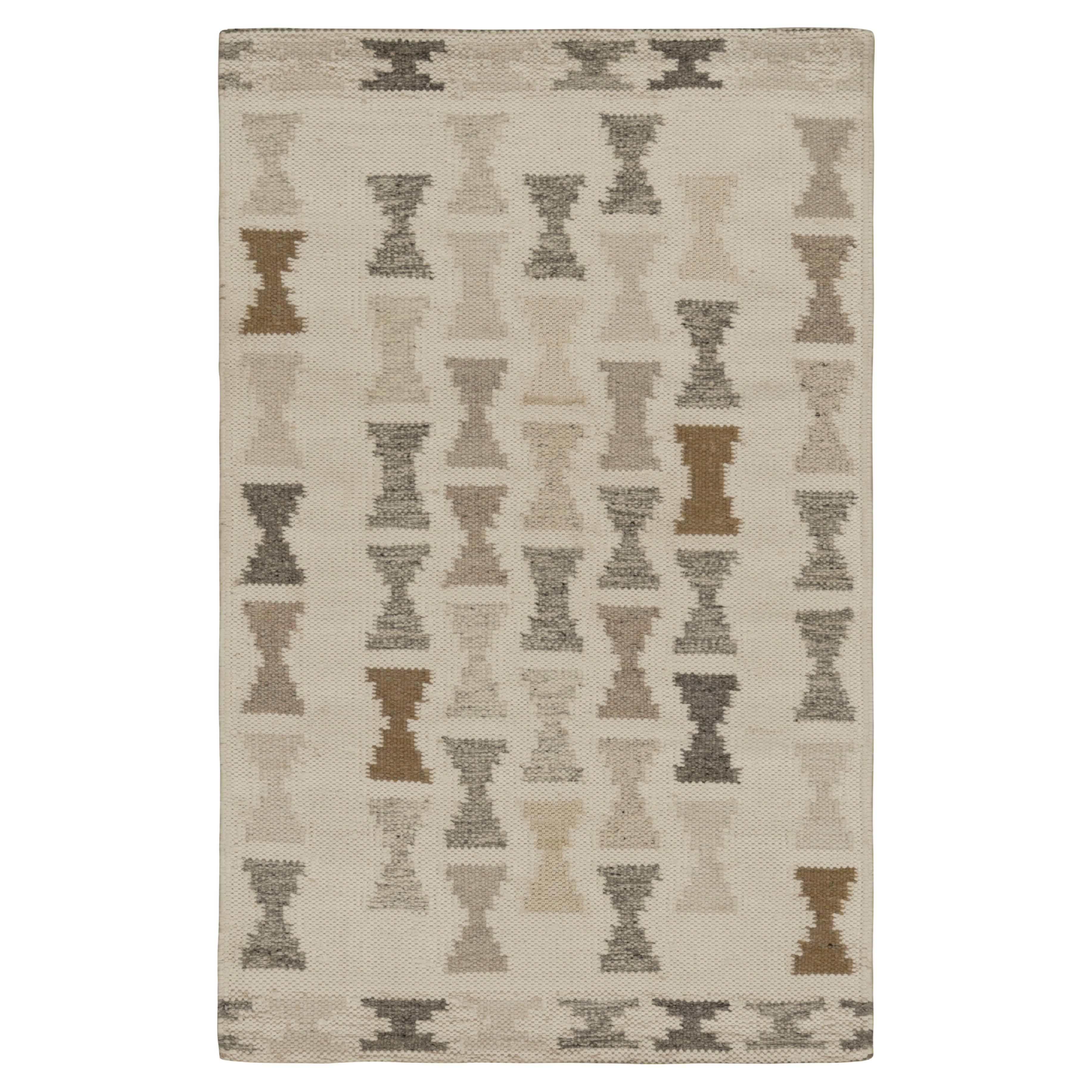 Rug & Kilim’s Scandinavian Style Rug in Gray and Blue, with Hourglass Patterns For Sale