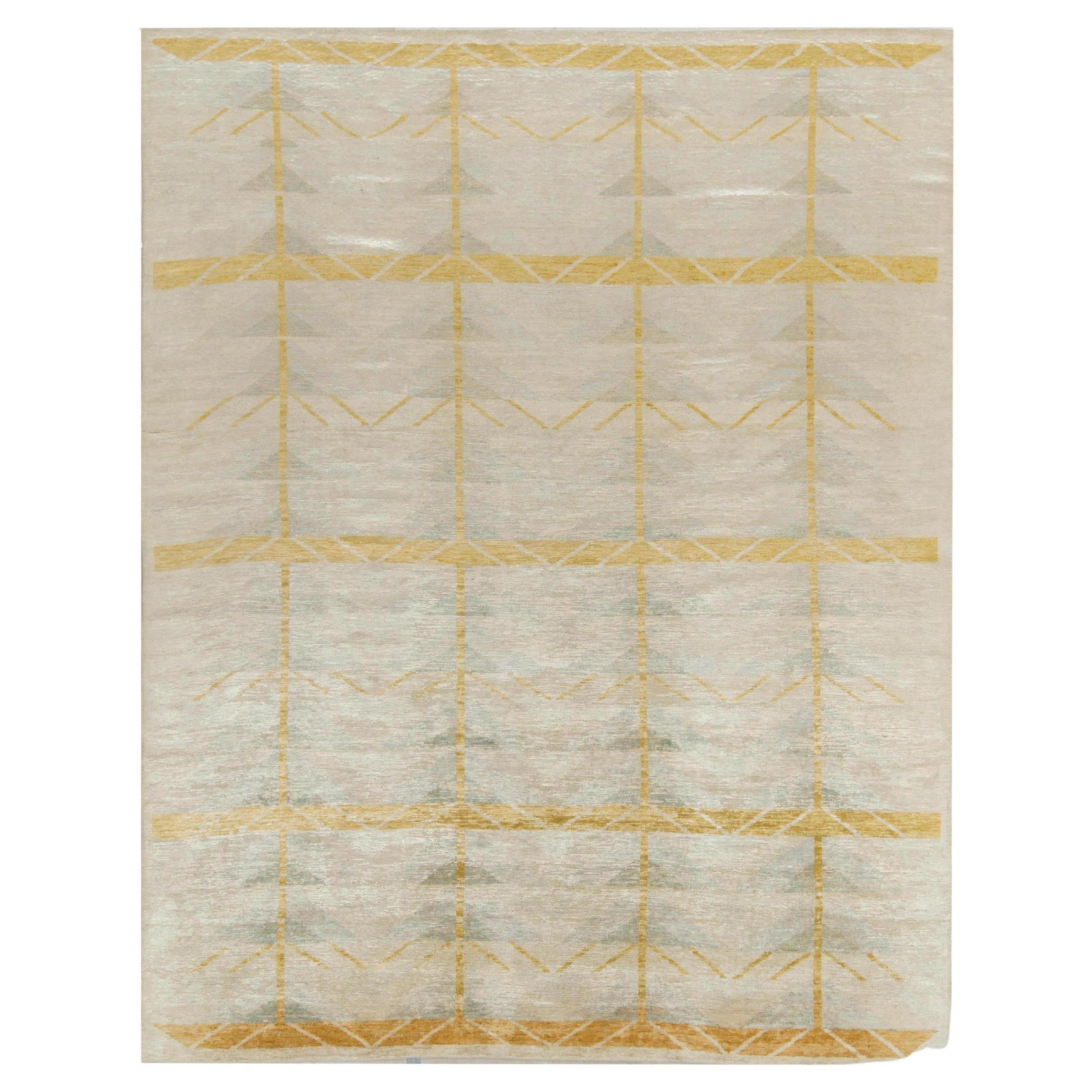Tappeto in stile scandinavo Rug & Kilim con motivo geometrico grigio, blu e oro