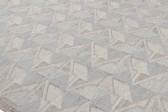 Rug & Kilim’s Scandinavian Style Rug in Gray & Blue with Geometric Patterns