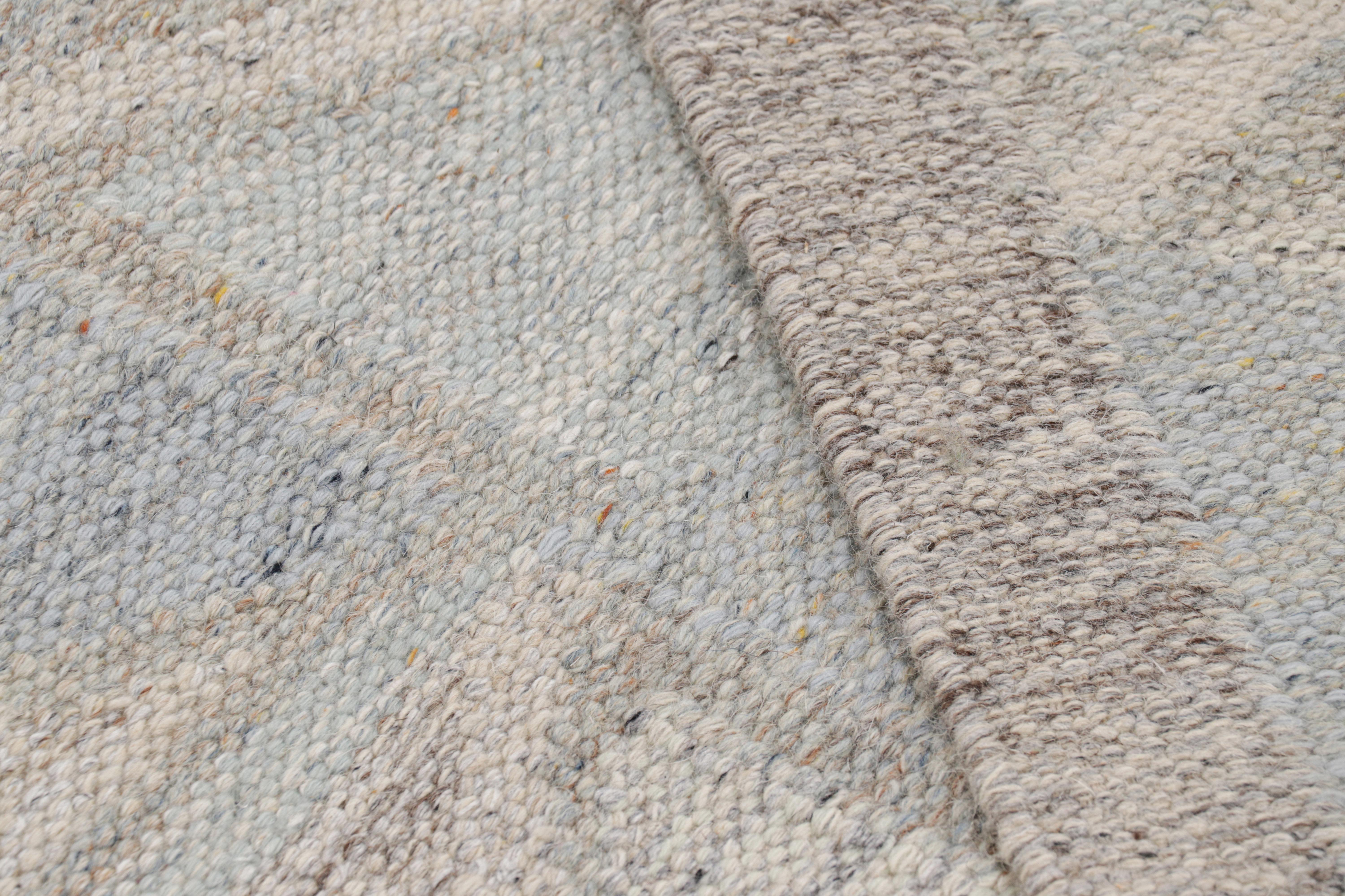 Contemporary Rug & Kilim’s Scandinavian Style Rug in Gray & Blue with Geometric Patterns For Sale