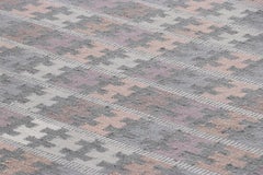Rug & Kilim’s Scandinavian Style Rug in Gray, Purple and Peach Geometric Pattern
