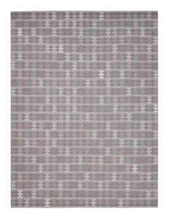 Rug & Kilim’s Scandinavian Style Rug in Gray, Purple and Peach Geometric Pattern