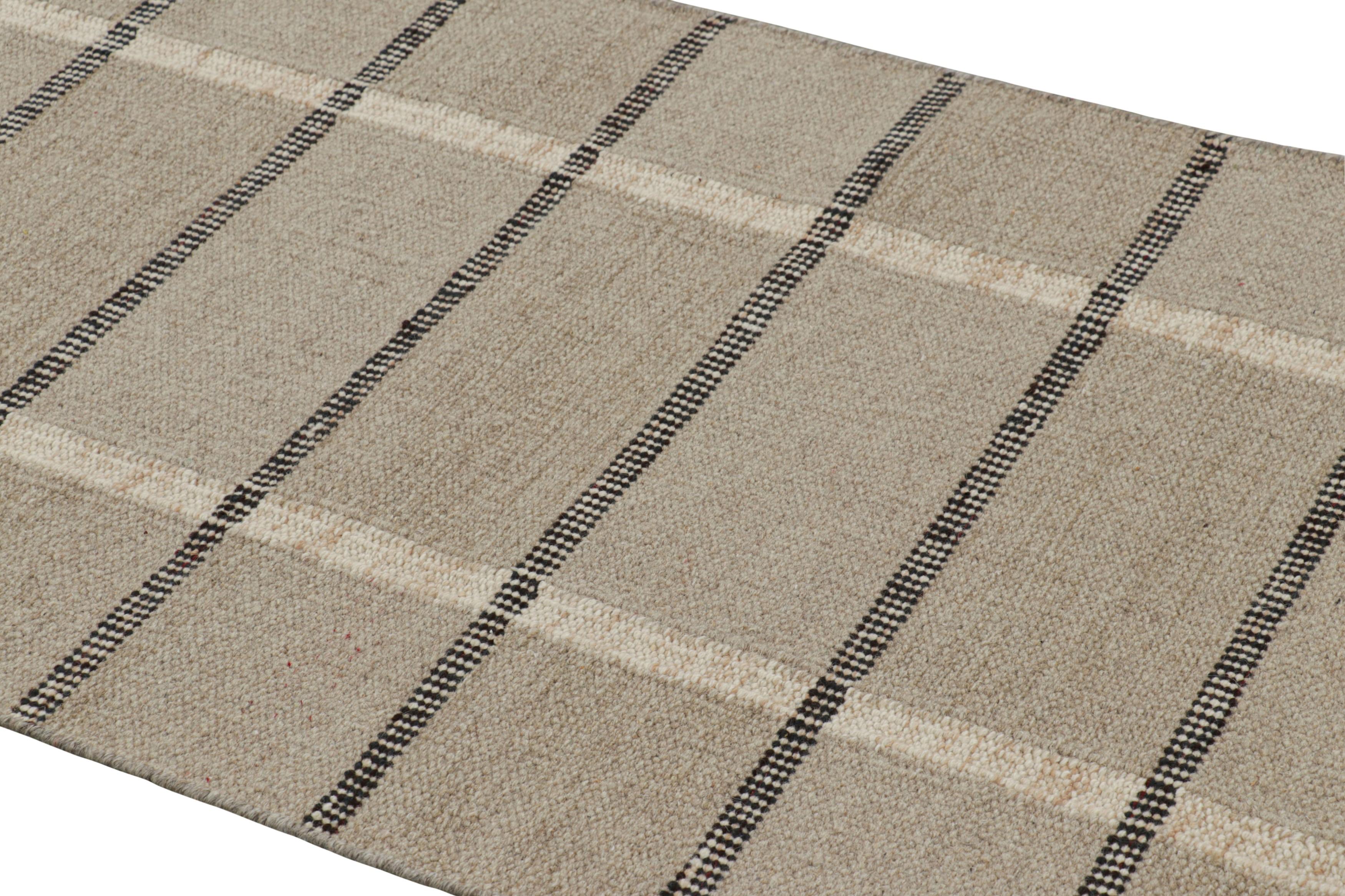 Handwoven in wool and hemp, this 3x5 contemporary rug is an exciting new addition to the “Natural” line of flatweaves in Rug & Kilim’s Scandinavian rug collection—a contemporary reimagining of Swedish minimalism and vintage rugs and textiles of