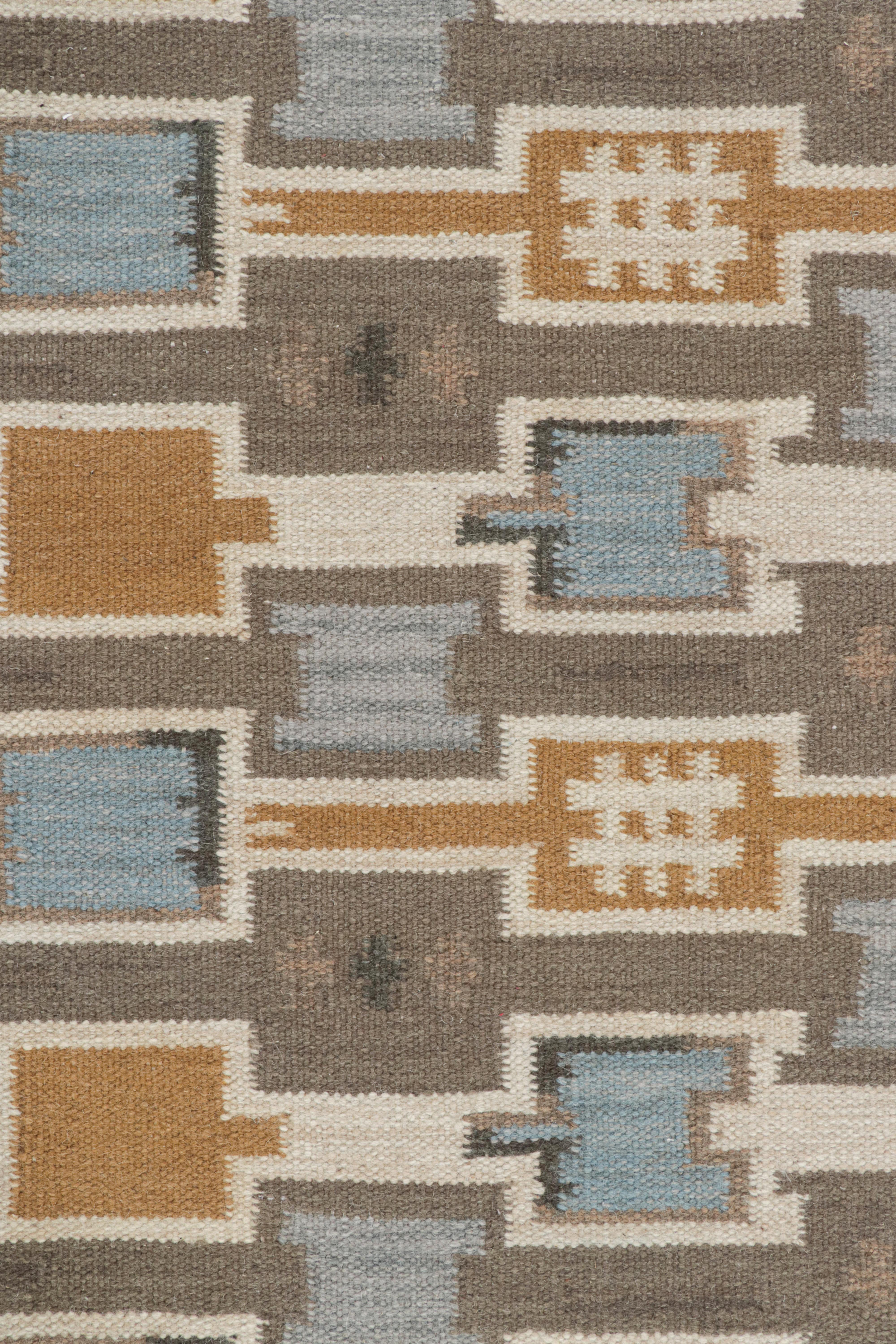 Rug & Kilim's Teppich im skandinavischen Stil in Grau mit geometrischen Mustern (Skandinavische Moderne) im Angebot