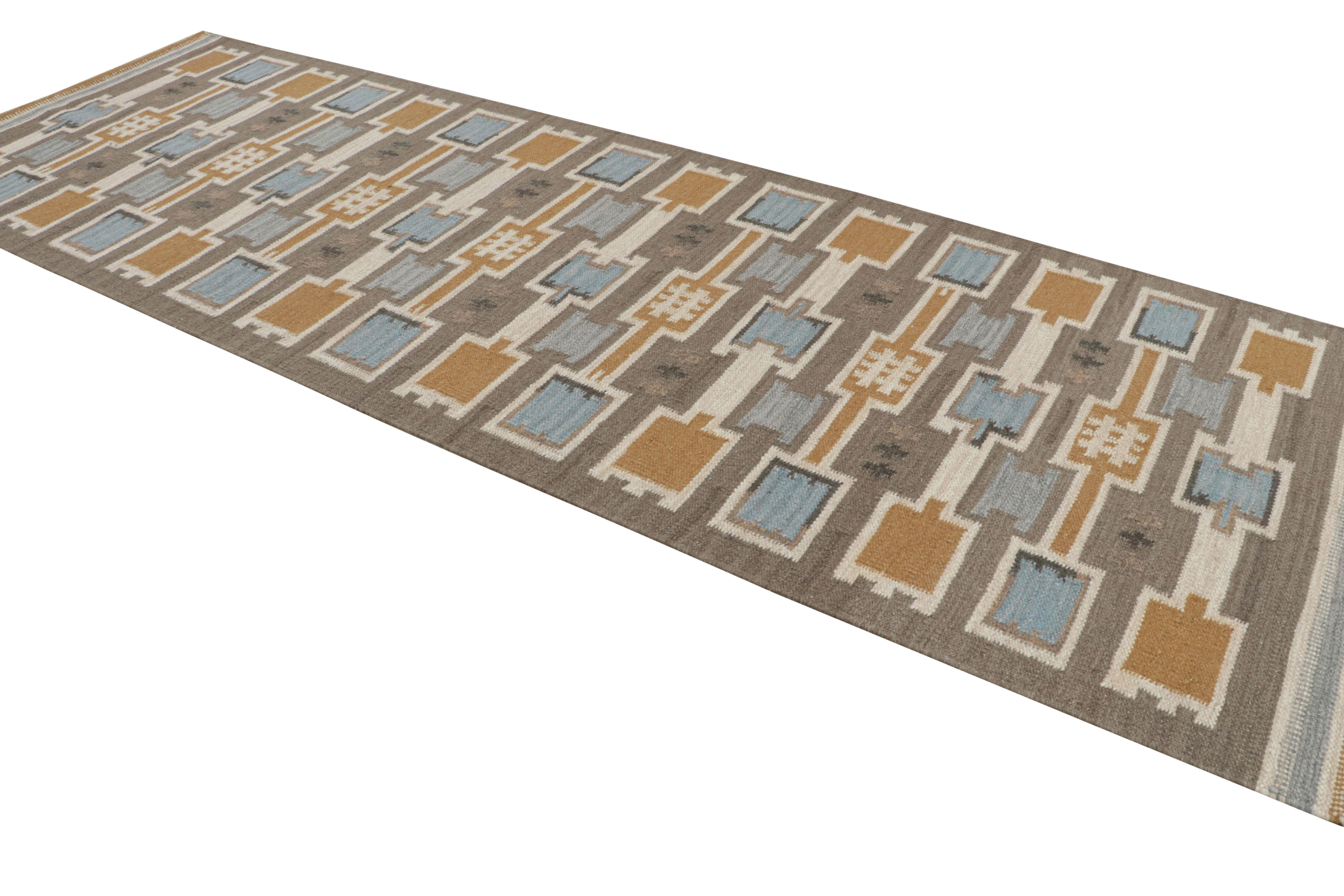 Rug & Kilim's Teppich im skandinavischen Stil in Grau mit geometrischen Mustern (Indisch) im Angebot