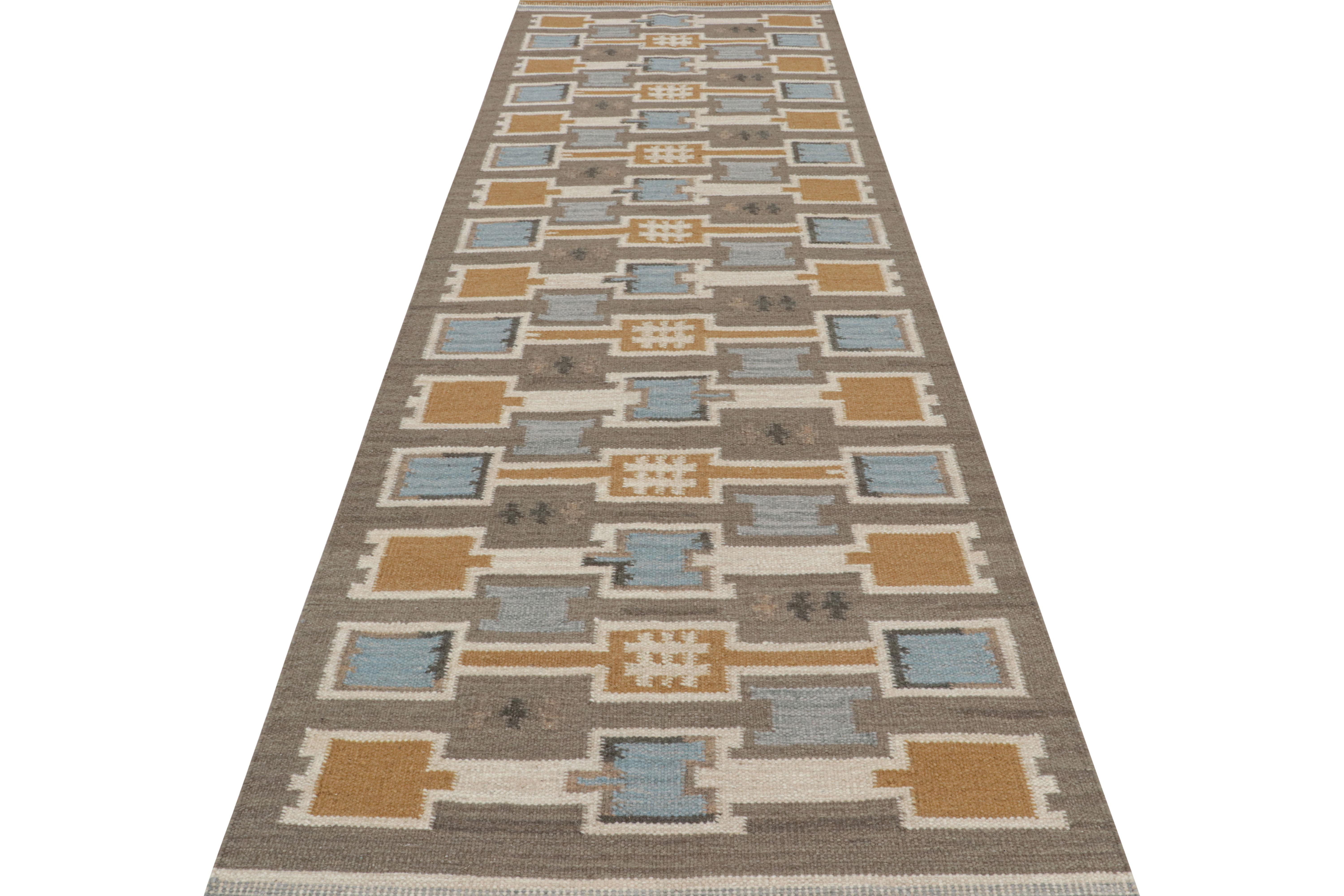 Hand-Knotted Rug & Kilim’s Scandinavian Style Rug in Gray with Geometric Patterns For Sale