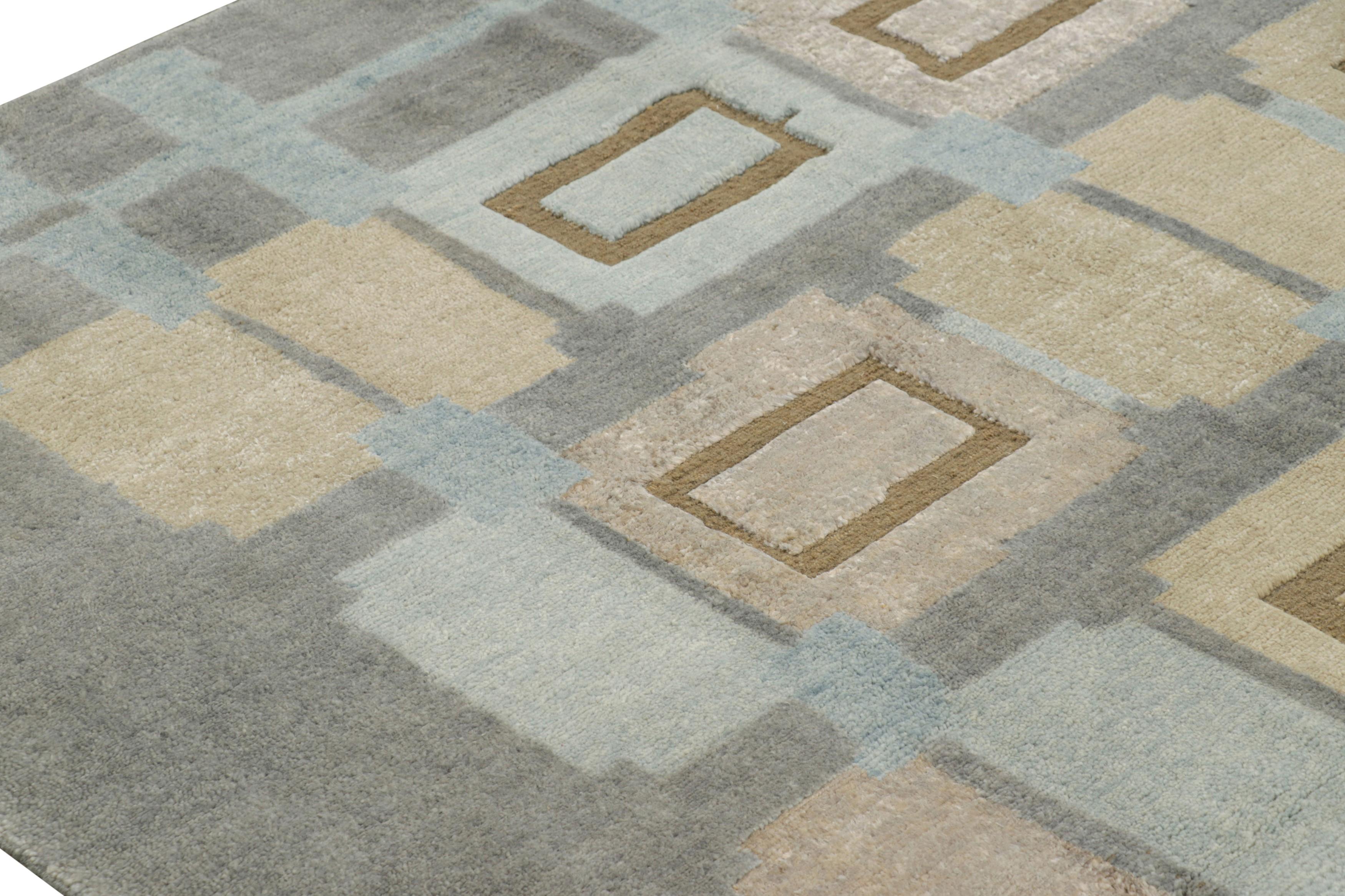 Modern Rug & Kilim’s Scandinavian Style Rug in Gray with Multicolor Geometric Patterns For Sale