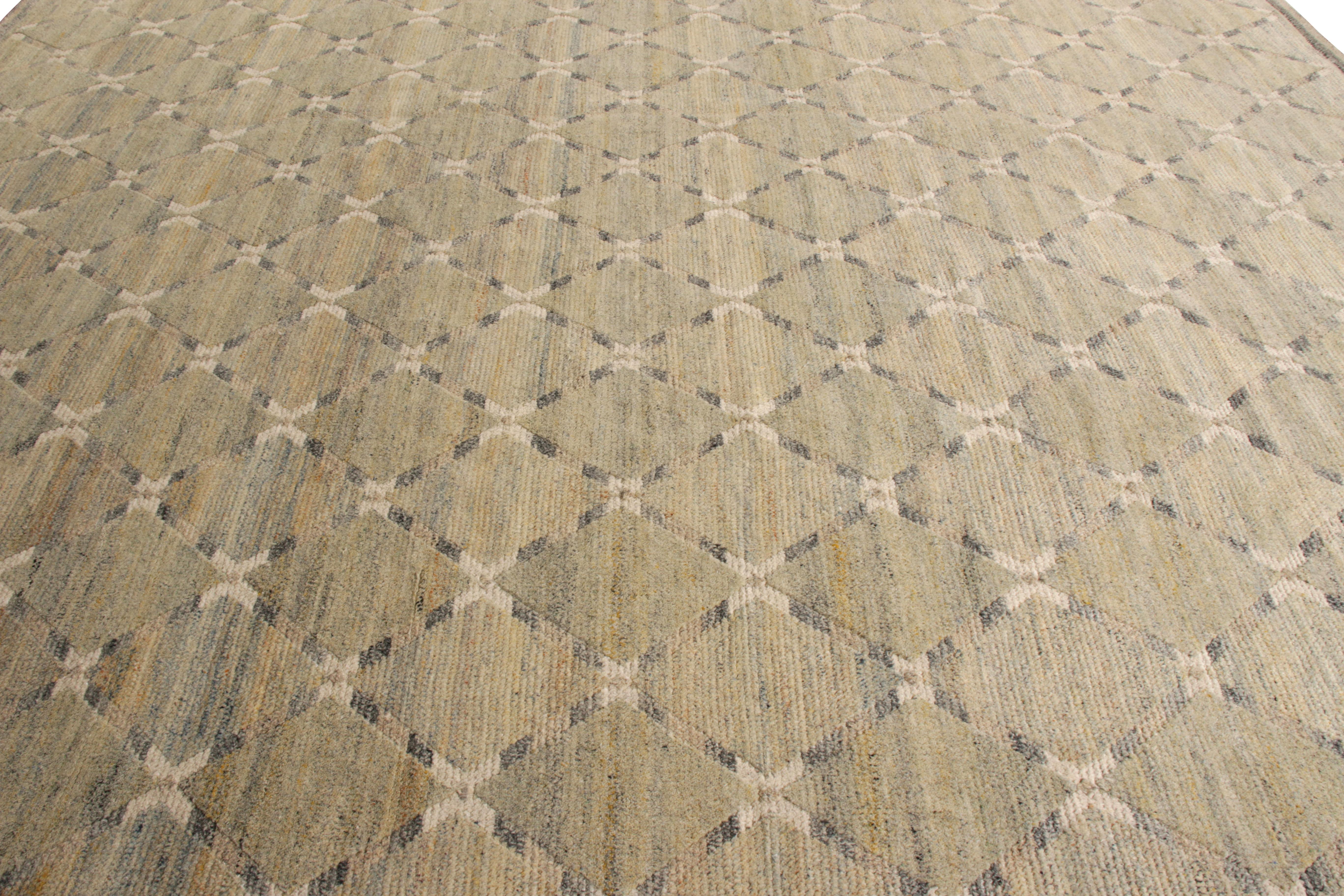 Alfombra de estilo escandinavo Rug & Kilim con diseño enrejado verde y marrón beige Indio en venta