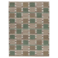 Rug & Kilim’s Scandinavian Style Rug in Green and Beige-Brown with Patterns
