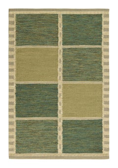 Tapis de style scandinave de Rug & Kilim en vert et beige, avec des motifs géométriques