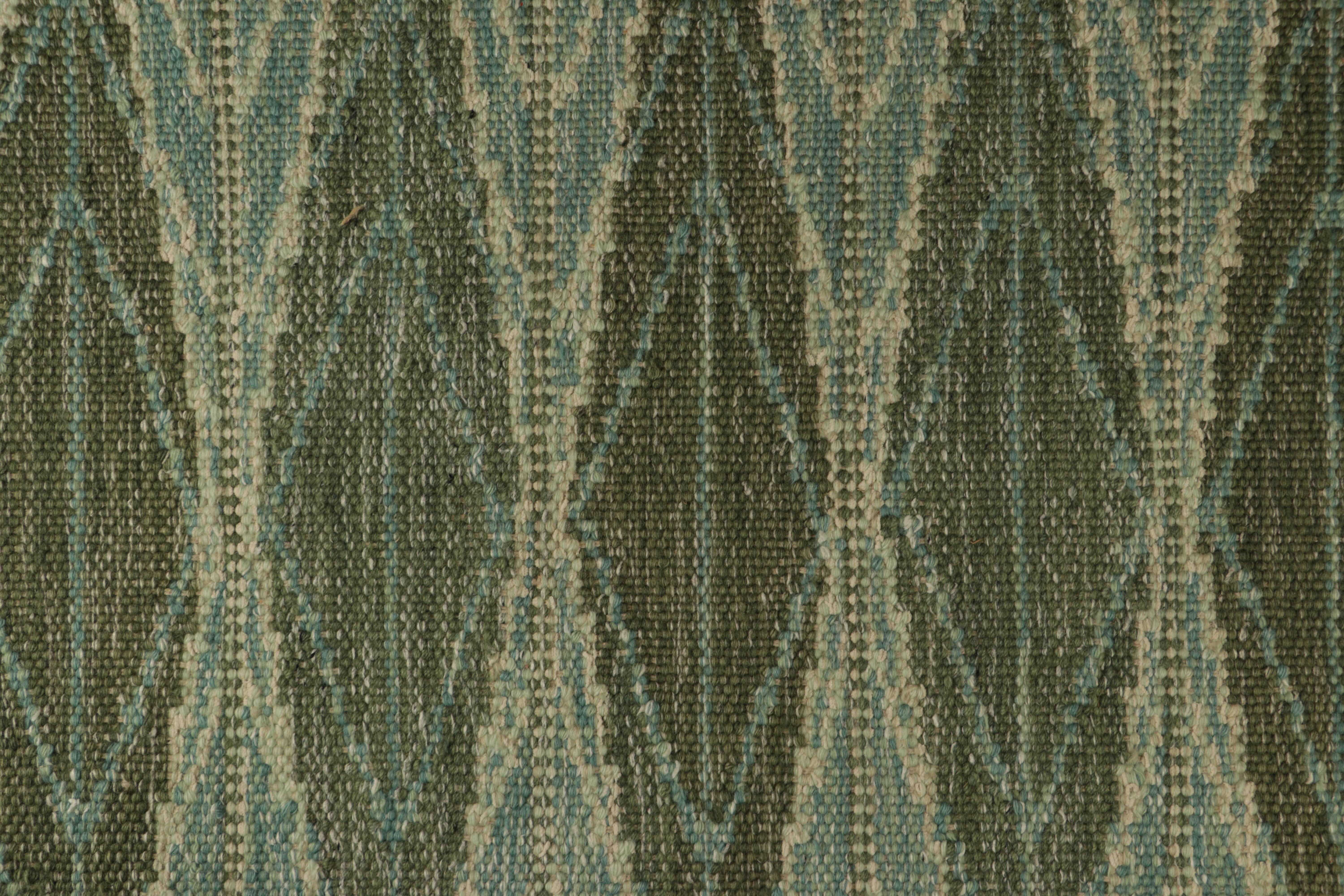 Rug & Kilim’s Scandinavian Style Rug in Green and Blue, with Geometric Patterns In New Condition For Sale In Long Island City, NY
