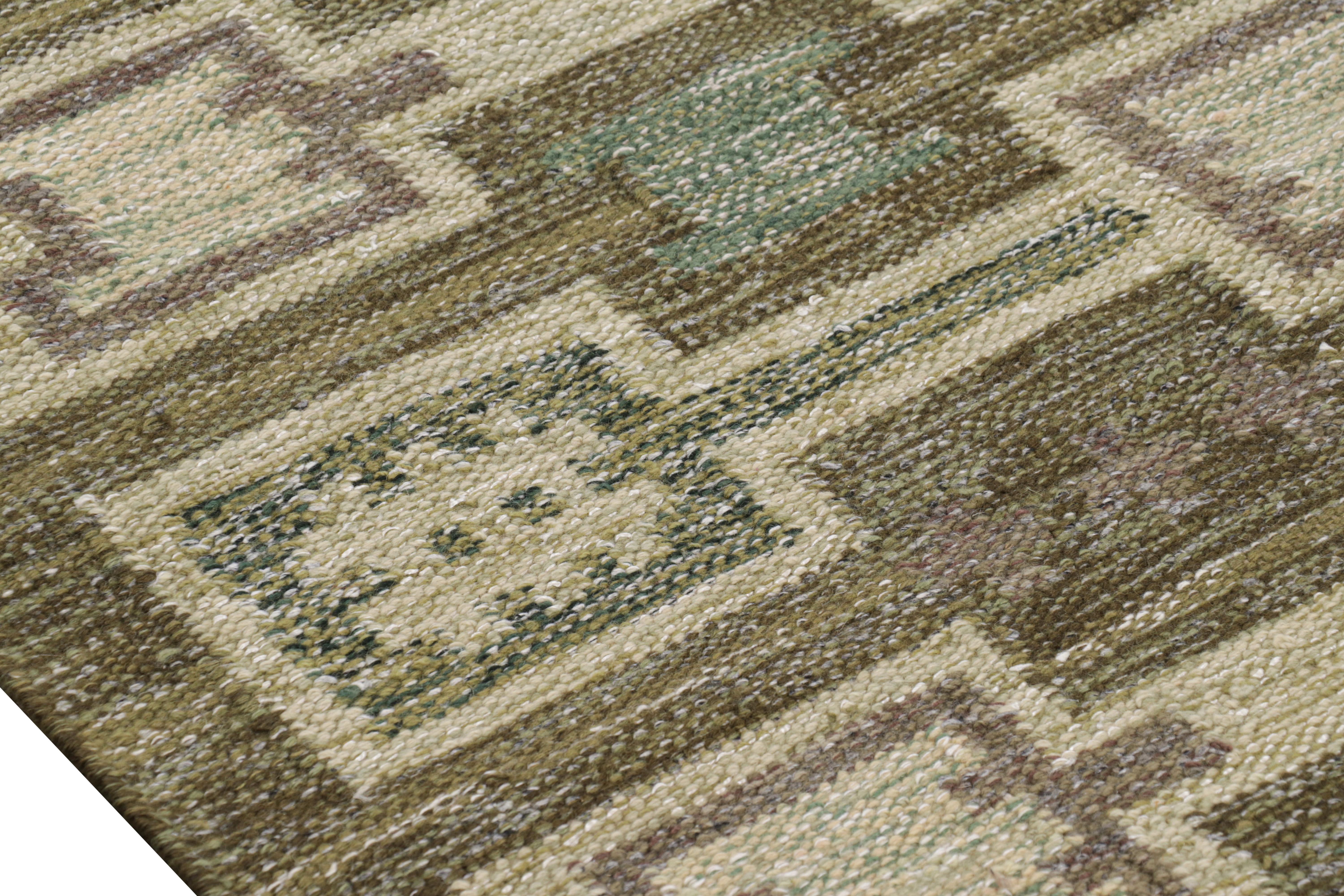 XXI secolo e contemporaneo Rug & Kilim: Tappeto in stile scandinavo in verde e blu con motivi geometrici in vendita