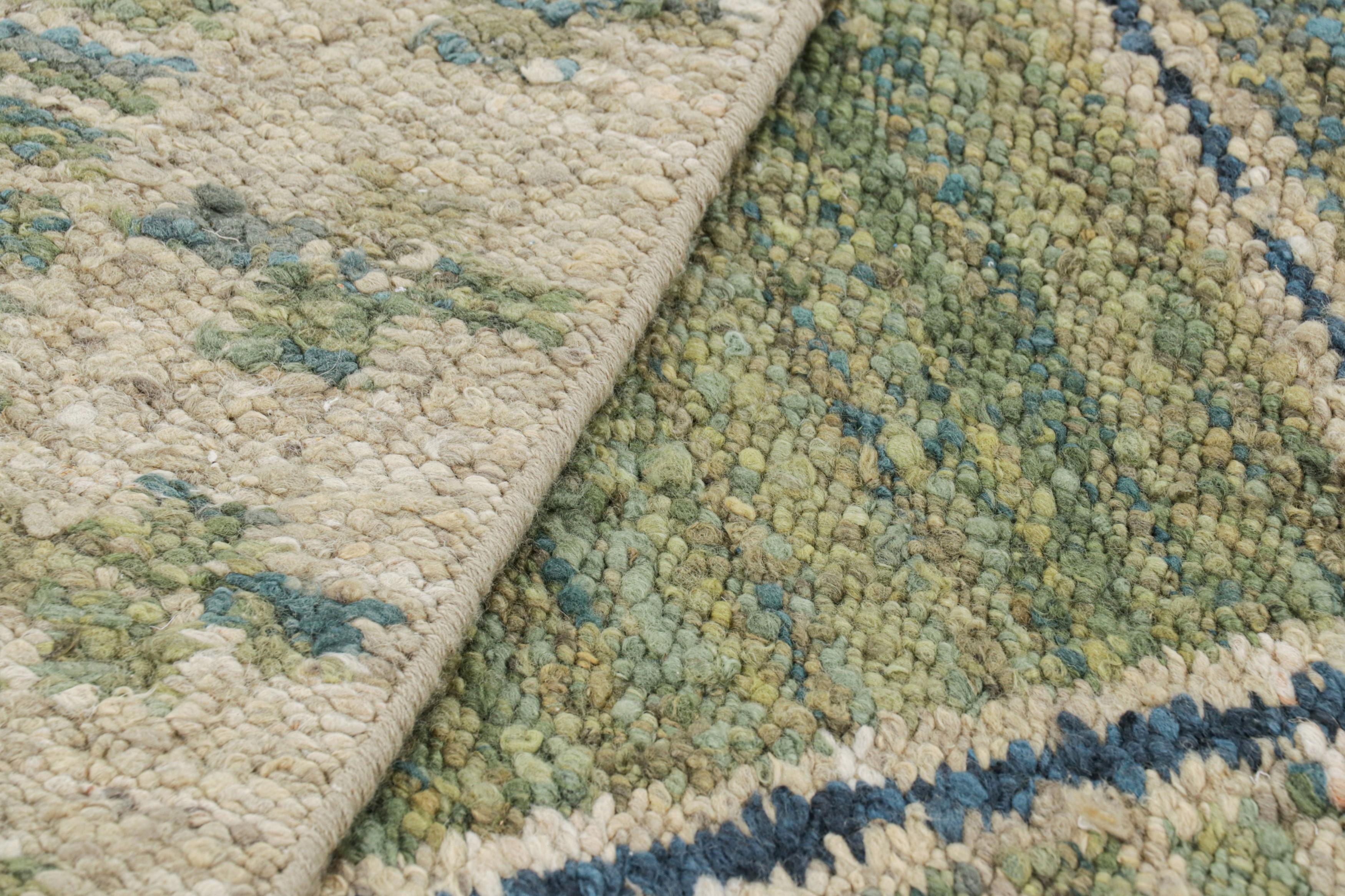 XXI secolo e contemporaneo Rug & Kilim: Tappeto in stile scandinavo in verde e blu con motivi geometrici in vendita