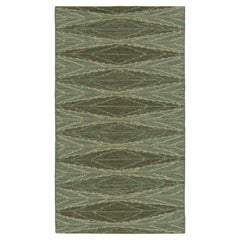 Rug & Kilim’s Scandinavian Style Rug in Green and Blue, with Geometric Patterns