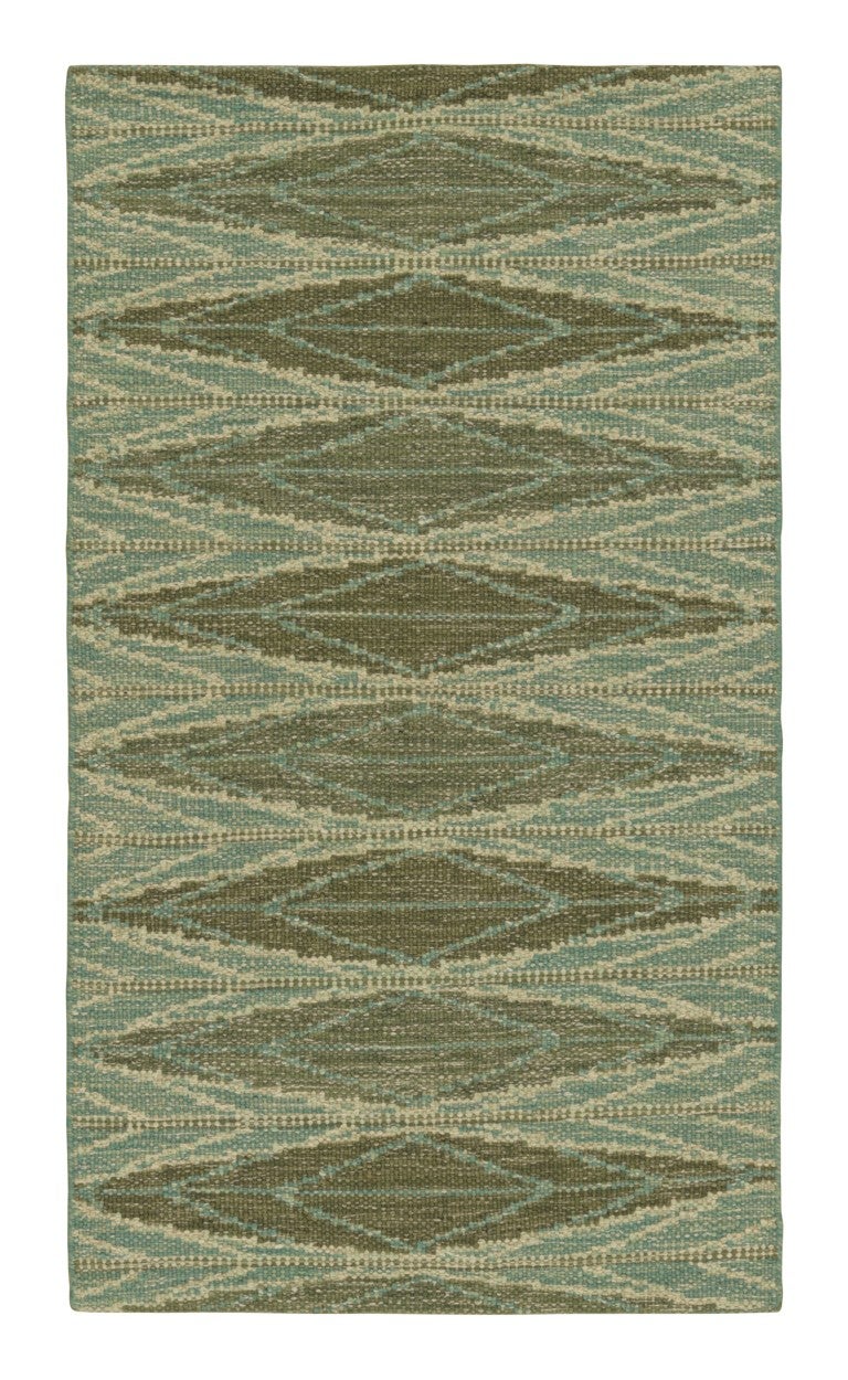Tapis de style scandinave de Rug 
Kilim en vert et bleu, avec des motifs géométriques