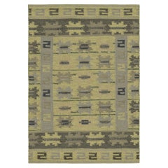 Rug & Kilim’s Scandinavian Style Rug in Green and Blue, with Geometric Patterns