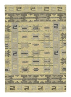 Rug & Kilim’s Scandinavian Style Rug in Green and Blue, with Geometric Patterns