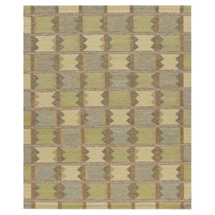 Rug & Kilim’s Scandinavian Style Rug in Green and Blue with Geometric Patterns