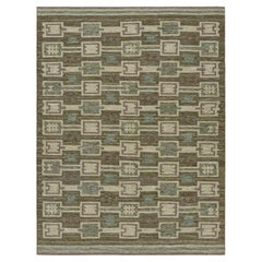 Rug & Kilim’s Scandinavian Style Rug in Green and Blue with Geometric Patterns