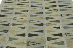 Rug & Kilim’s Scandinavian Style Rug in Green, Beige and Blue Geometric Pattern