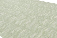 Rug & Kilim’s Scandinavian Style Rug in Green-Blue with Geometric Pattern