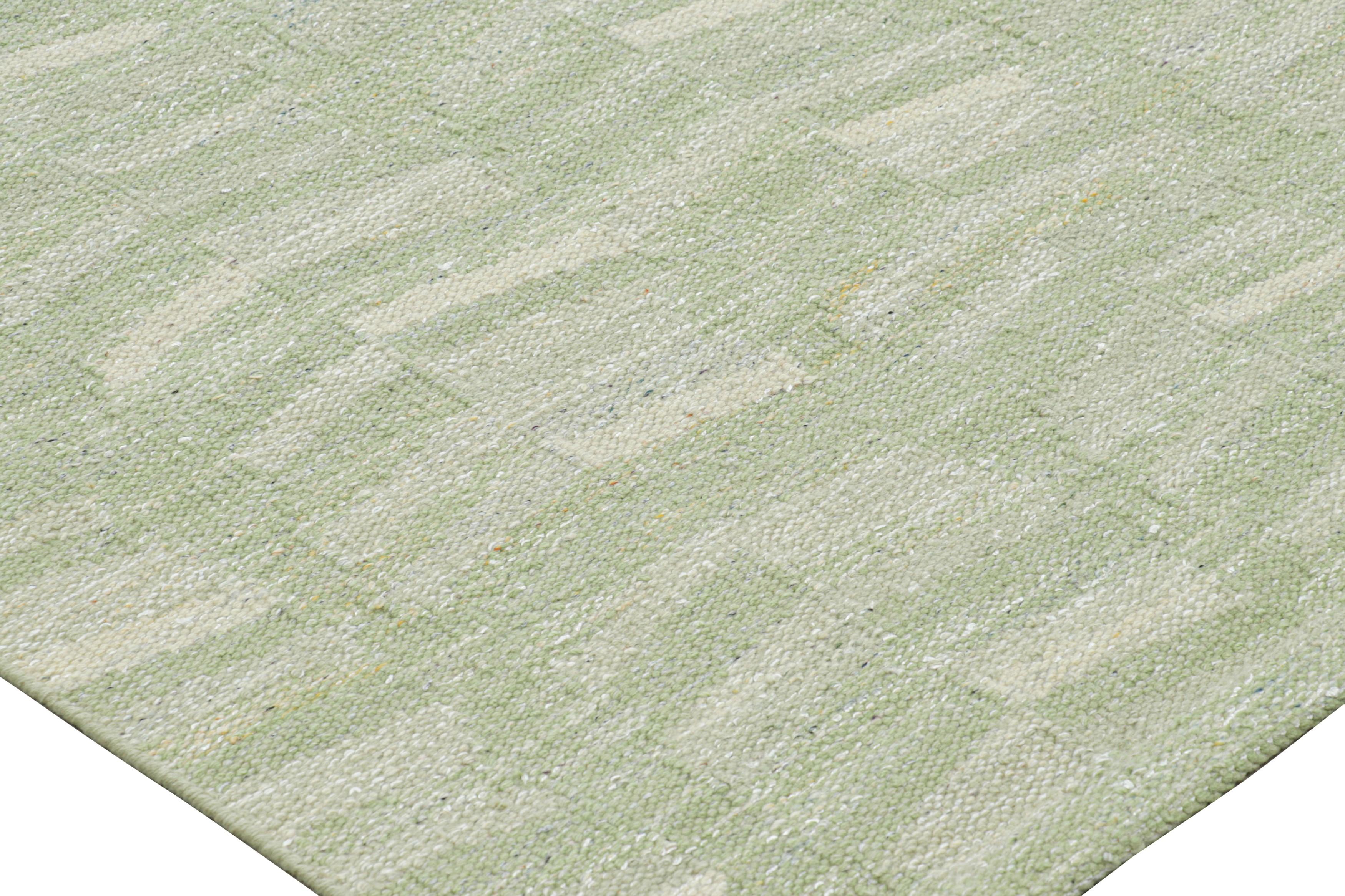 Moderno Rug & Kilim: Tappeto in stile scandinavo in verde-blu con motivo geometrico in vendita