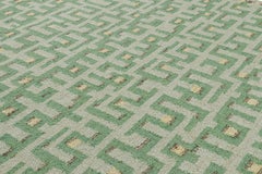 Rug & Kilim’s Scandinavian Style Rug in Green Tones with Geometric Patterns
