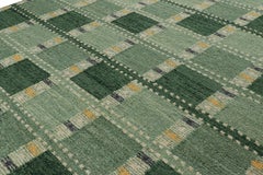 Rug & Kilim’s Scandinavian Style Rug in Green Tones, with Geometric Patterns