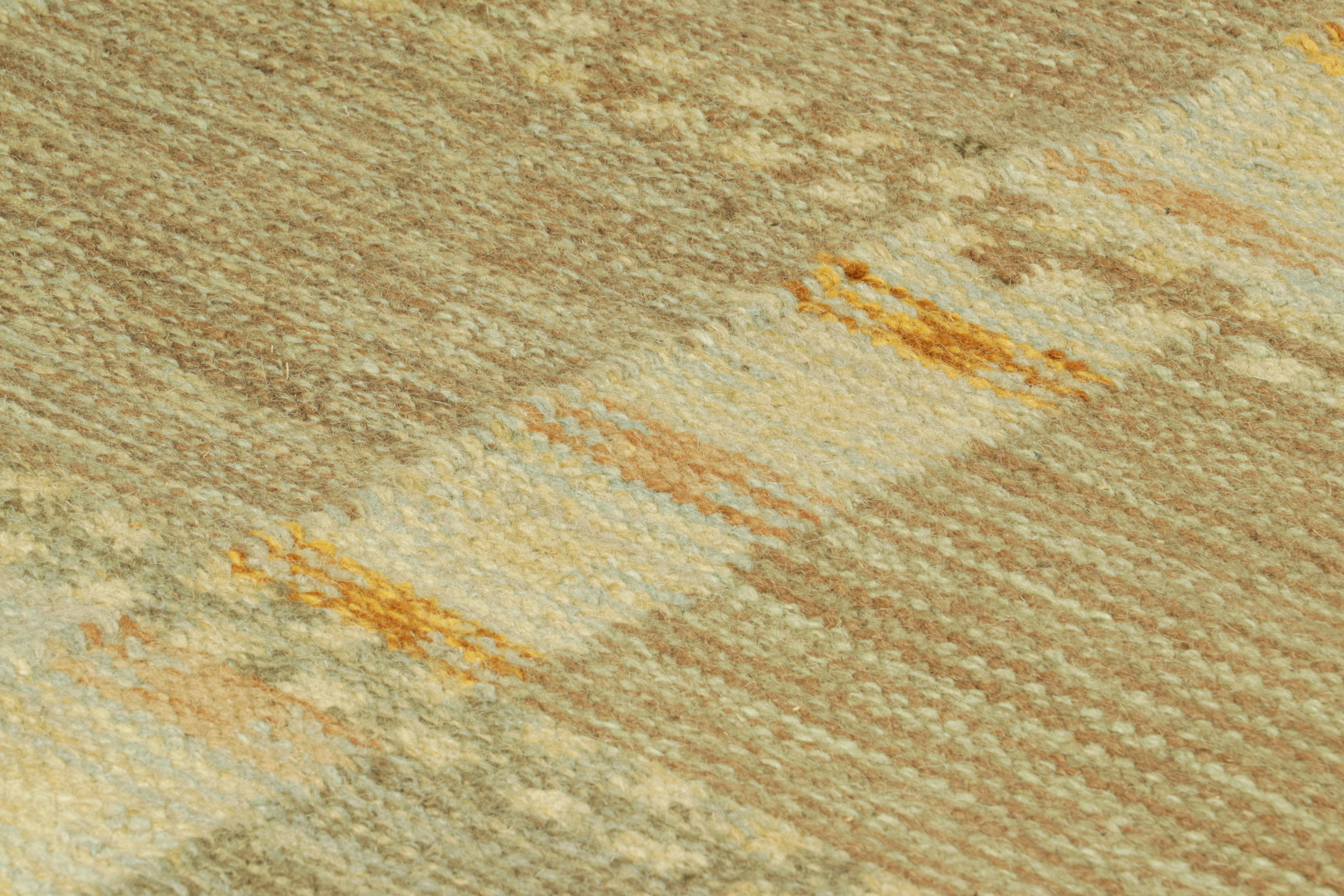 Dieser schwedische Teppich 3x5 ist eine kühne Ergänzung der skandinavischen Kollektion von Rug & Kilim. Das handgewebte Flachgewebe aus Wolle mit ungefärbten Naturgarnen ist von schwedischen minimalistischen Designs inspiriert.

Über das Design: