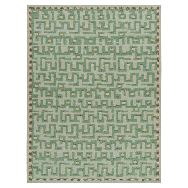 Rug and Kilim’s Scandinavian Style Rug in Green Tones, with Geometric ...