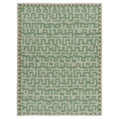 Rug & Kilim’s Scandinavian Style Rug in Green Tones with Geometric Patterns