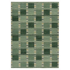 Rug & Kilim’s Scandinavian Style Rug in Green Tones, with Geometric Patterns