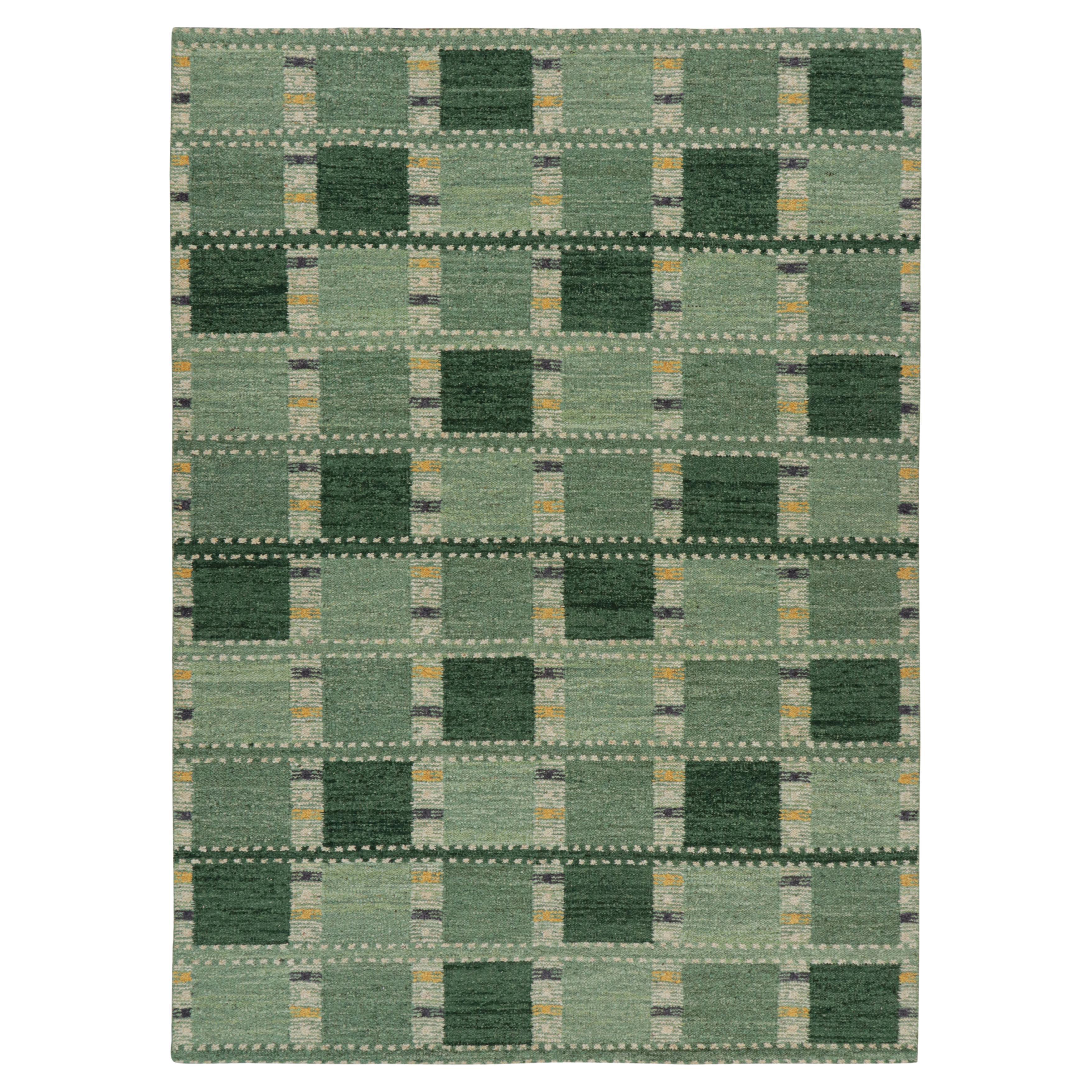 Rug
Kilim
s Teppich im skandinavischen Stil in Grüntönen mit geometrischen Mustern