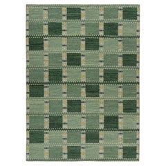 Rug 
Kilim’s Scandinavian Style Rug in Green Tones, with Geometric Patterns