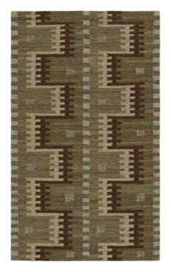 Tappeto in stile scandinavo Rug & Kilim in verde con motivo geometrico beige-marrone