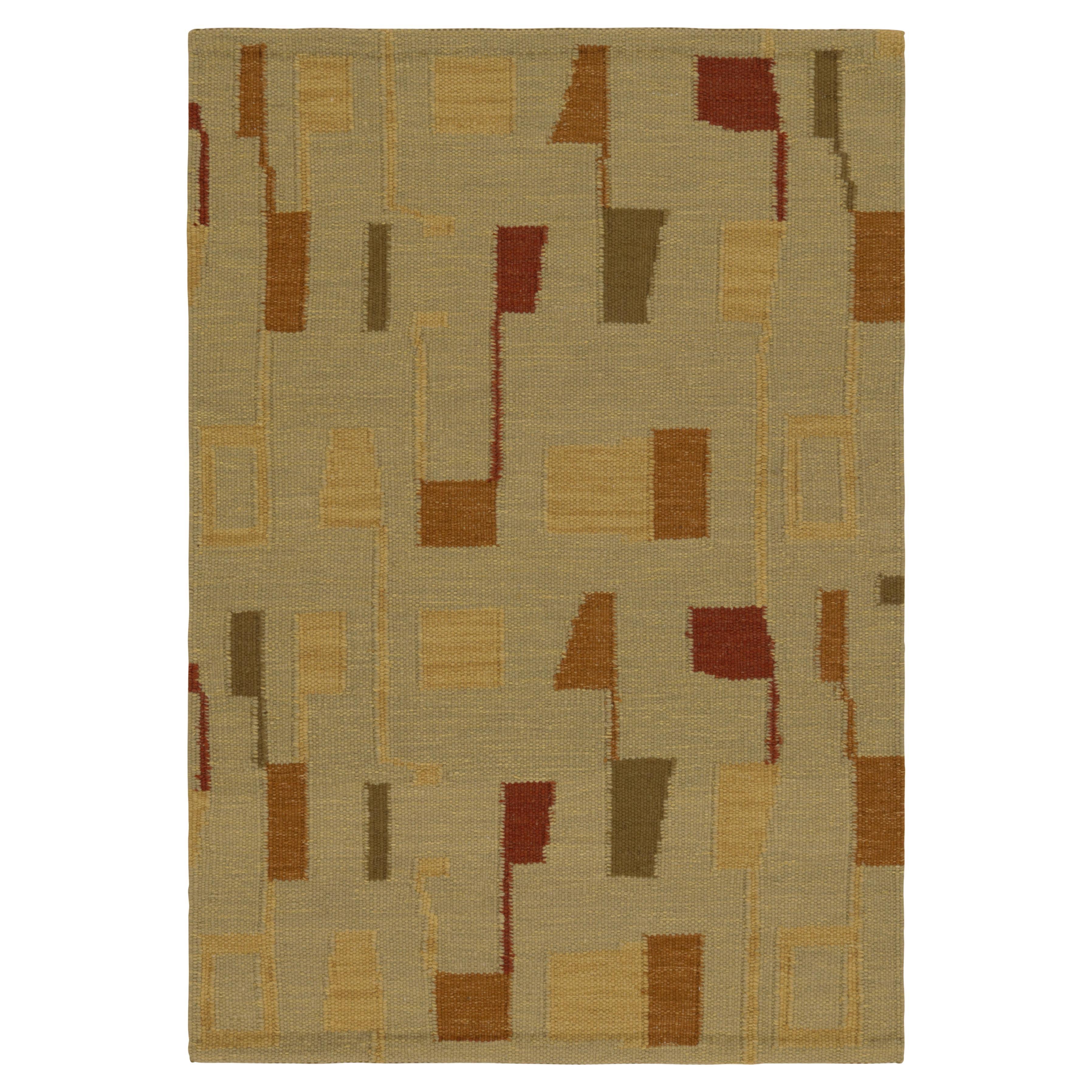 Rug & Kilim’s Scandinavian Style Rug in Green, with Colorful Geometric Pattern